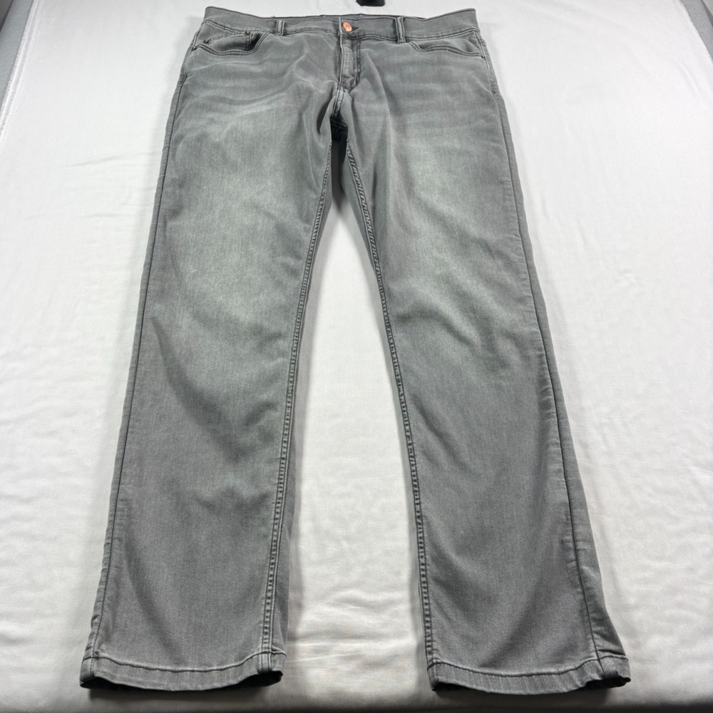Mugsy Jeans Mens 38x34 Gray Beans Slim Straight Stretch Denim